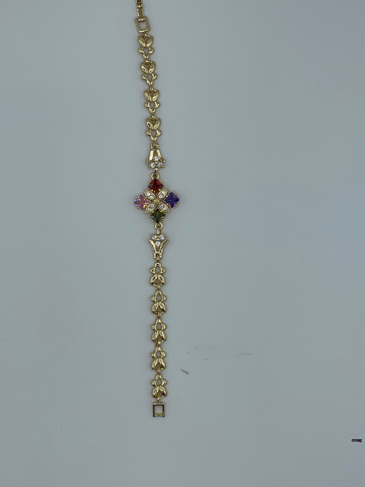 Jewel Four-Square 14k Gold Plated Bracelet