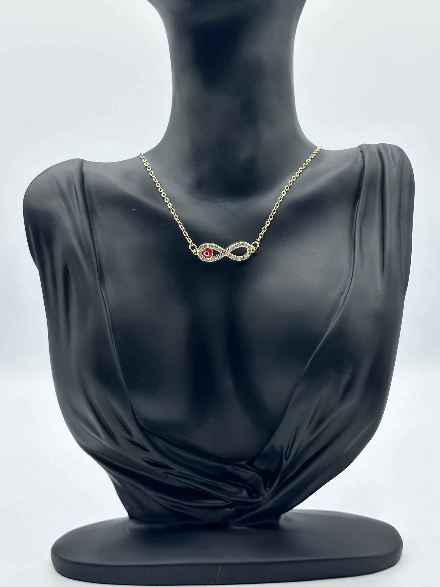 Evil Eye Diamond Studded Infinity 18k Gold Plated Necklace