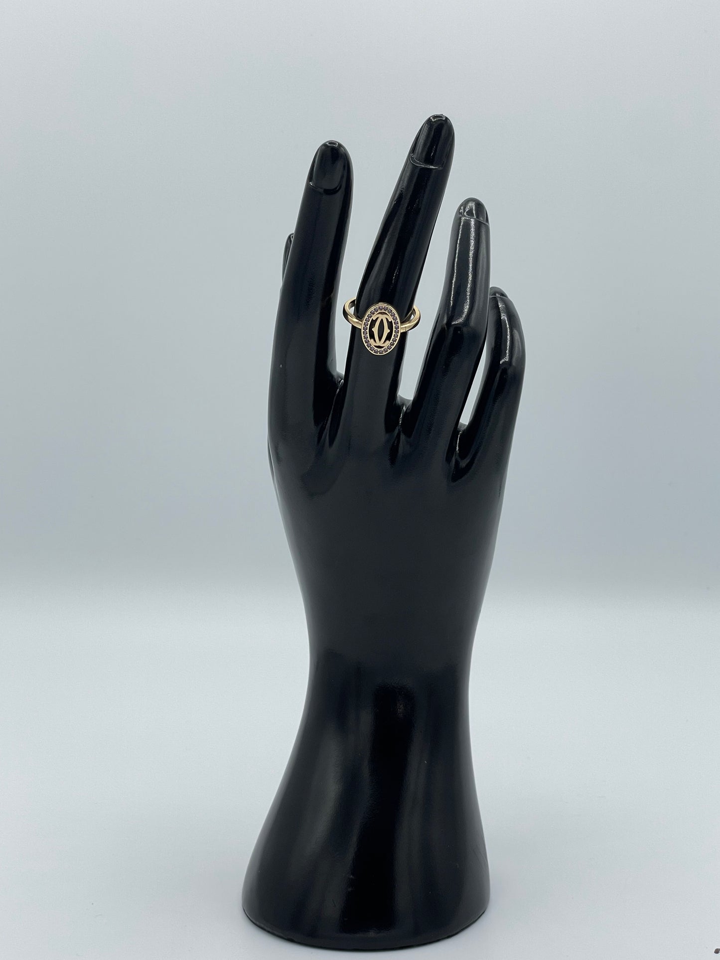 Chanel Style Diamond Studded 18k Gold Plated Adjustable Ring