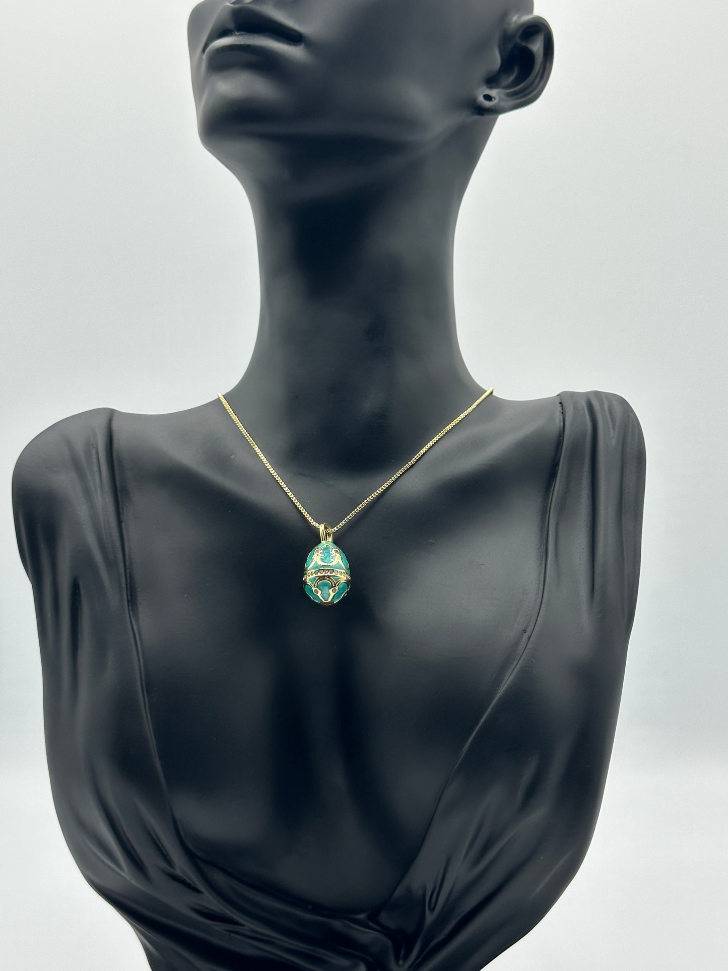 Jade Egg Pendant Necklace 18k Gold Plating