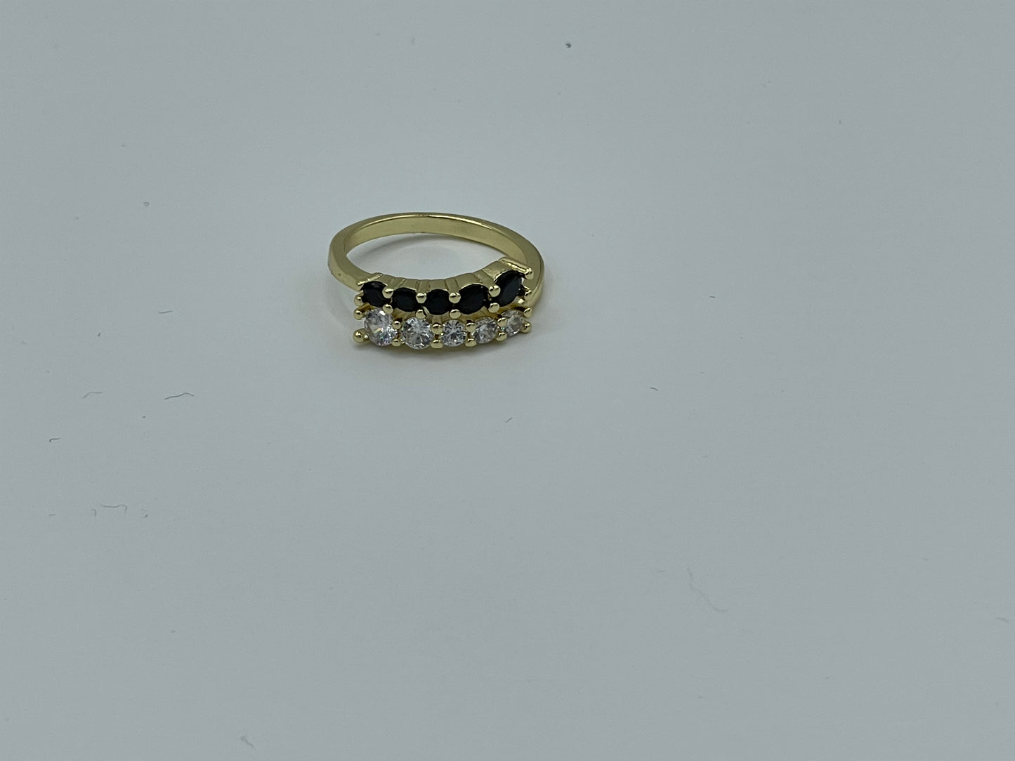 Light vs Dark Black and White Studded Diamond 18k Gold Plated Ring
