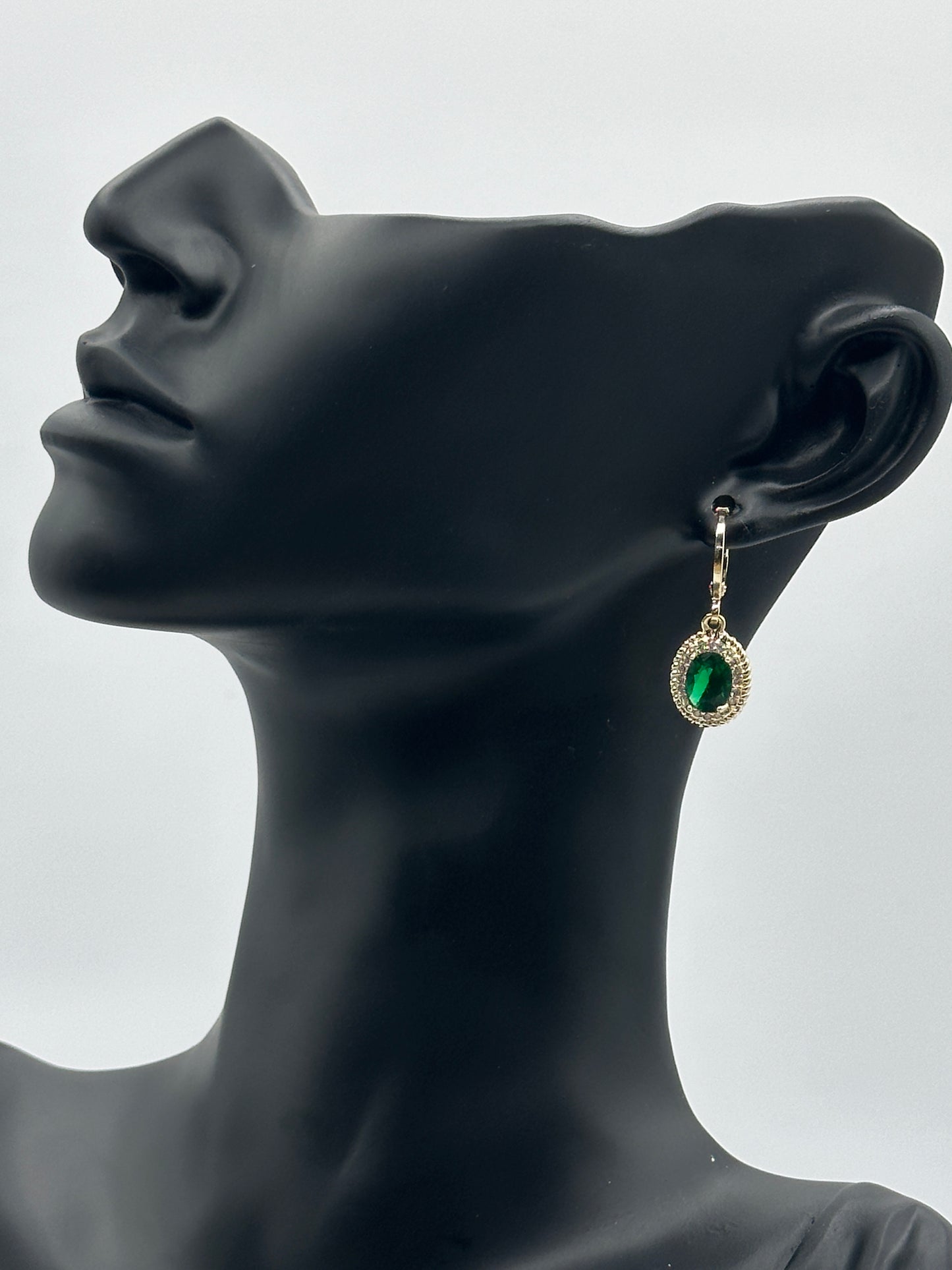 Emerald & Diamond 18k Gold Plated Earring and Necklace Set